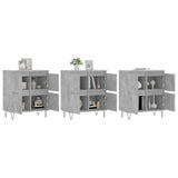 Credenze 3 pz Grigio Cemento in Legno truciolato