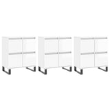 Credenze 3 pz Bianco Lucido in Legno truciolato
