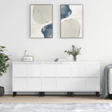 Credenze 3 pz Bianco Lucido in Legno truciolato