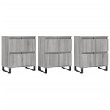 Credenze 3 pz Grigio Sonoma in Legno truciolato