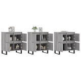 Credenze 3 pz Grigio Sonoma in Legno truciolato