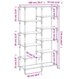 Libreria Grigio Sonoma 100x32x170 cm Legno truciolato e Ferro
