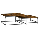 Tavolini Impilabili 2 pz Rovere Fumo in Legno truciolato