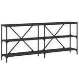 Tavolino Consolle Nero 180x30x75 cm Legno truciolato e Ferro