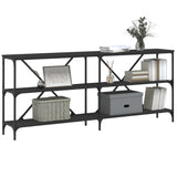 Tavolino Consolle Nero 180x30x75 cm Legno truciolato e Ferro