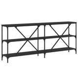 Tavolino Consolle Nero 180x30x75 cm Legno truciolato e Ferro