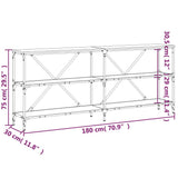 Tavolino Consolle Nero 180x30x75 cm Legno truciolato e Ferro