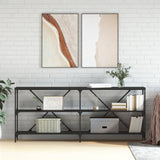 Tavolino Consolle Nero 180x30x75 cm Legno truciolato e Ferro
