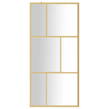 Parete per Doccia Walk-in Vetro Trasparente ESG 90x195 cm Oro