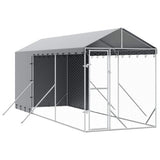 Cuccia Cani da Esterno Tetto Argento 2x6x2,5 m Acciaio Zincato