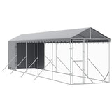 Cuccia Cani da Esterno Tetto Argento 2x10x2,5 m Acciaio Zincato
