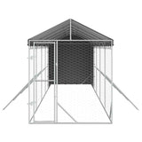 Cuccia Cani da Esterno Tetto Argento 2x10x2,5 m Acciaio Zincato