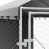 Cuccia Cani da Esterno Tetto Argento 2x10x2,5 m Acciaio Zincato
