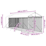 Cuccia Cani da Esterno Tetto Argento 2x10x2,5 m Acciaio Zincato