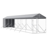 Cuccia Cani da Esterno Tetto Argento 2x14x2,5 m Acciaio Zincato