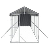 Cuccia Cani da Esterno Tetto Argento 2x14x2,5 m Acciaio Zincato