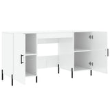 Scrivania Bianco Lucido 140x50x75 cm in Legno truciolato