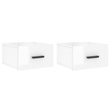 Comodini a Muro 2 pz Bianco Lucido 35x35x20 cm