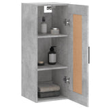 Mobile a Parete Grigio Cemento 34,5x34x90 cm Legno truciolato