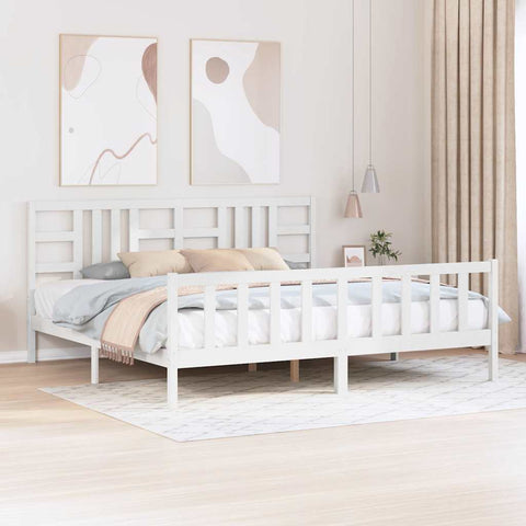 Giroletto senza Materasso Bianco 200x200 cm Legno Massello Pino