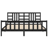 Giroletto con Testiera Nero 200x200 cm in Legno Massello