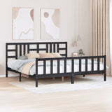 Giroletto con Testiera Nero 200x200 cm in Legno Massello