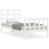 Letto senza Materasso Bianco 90x190 cm in Legno Massello Pino