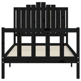 Giroletto con Testiera Nero 100x200 cm in Legno Massello