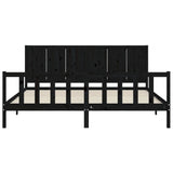 Giroletto con Testiera Nero 200x200 cm in Legno Massello