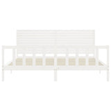 Giroletto Testiera Bianco Super King Size in Legno Massello