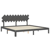 Giroletto con Testiera Grigio 200x200 cm in Legno Massello