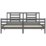 Giroletto con Testiera Grigio 200x200 cm in Legno Massello