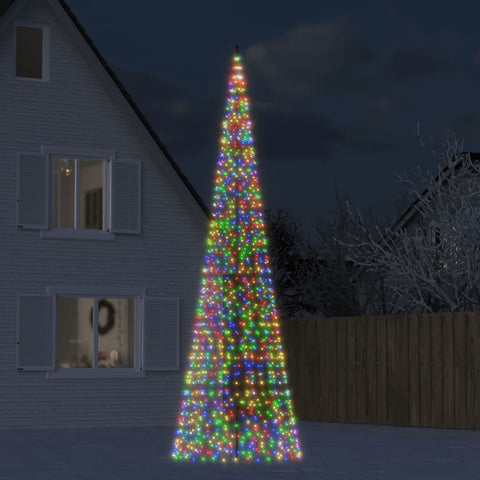 Albero di Natale a LED su Pennone 1534 LED Colorato 500 cm
