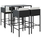 Set Bar da Giardino 5 pz con Cuscini in Polyrattan Nero