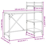 Scrivania per Computer con Scaffali Nera 120x47x109 cm