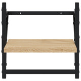 Mensole a Parete con Aste 2pz Rovere Sonoma 30x25x30 cm