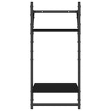 Mensole da Parete 2 Livelli con Aste 2 pz Nere 30x25x65 cm