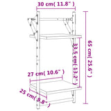 Mensole da Parete 2 Livelli con Aste 2 pz Nere 30x25x65 cm