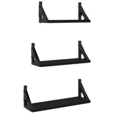 Set Mensole da Parete 3pz Nero in Legno truciolato