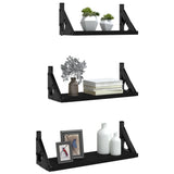 Set Mensole da Parete 3pz Nero in Legno truciolato