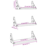 Set Mensole da Parete 3pz Nero in Legno truciolato