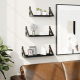 Set Mensole da Parete 3pz Nero in Legno truciolato