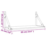 Mensole Parete 2pz Rovere Fumo 60x25x25,5 cm Legno truciolato