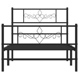 Giroletto con Testiera e Pediera Metallo Nero 75x190 cm