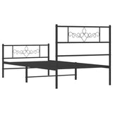 Giroletto con Testiera e Pediera Metallo Nero 75x190 cm