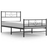 Giroletto con Testiera e Pediera Metallo Nero 90x190 cm
