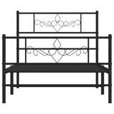 Giroletto con Testiera e Pediera Metallo Nero 107x203 cm