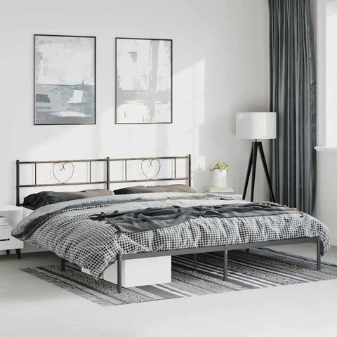 Giroletto con Testiera in Metallo Nero 183x213 cm