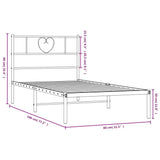 Giroletto senza Materaso con Testiera Metallo Bianco 75x190 cm