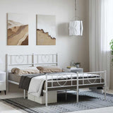 Giroletto con Testiera e Pediera Metallo Bianco 135x190 cm
